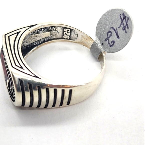 BRAND NEW MEN'S RING RED STONE STERLING SILVER 925 - Picture 5 of 6